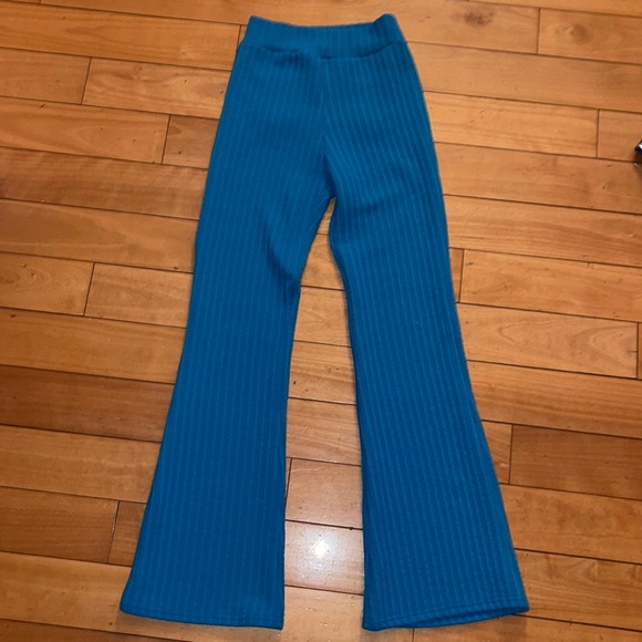 Storets Blue Knit Bootcut Pants - Picture 1 of 6